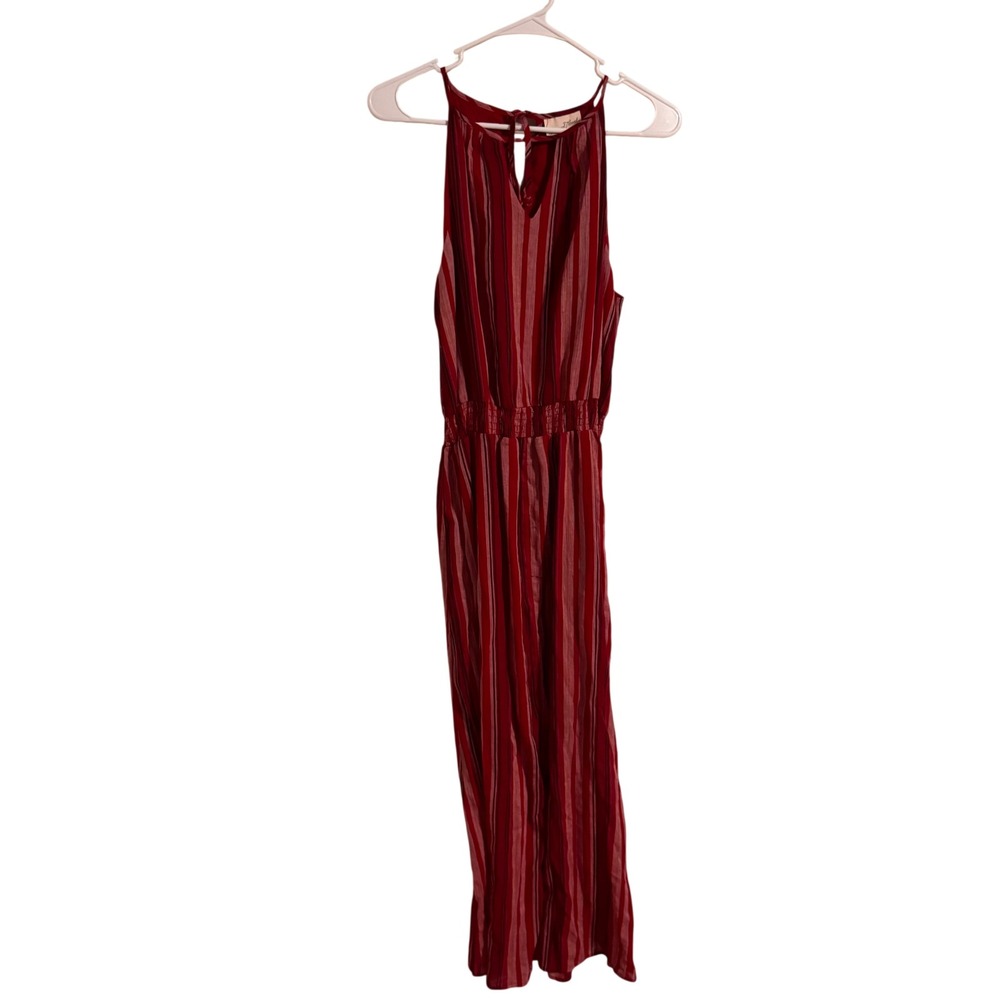 Universal Thread Womens Burgundy Striped Halter Neck Smocked Waist Jumpsuit M